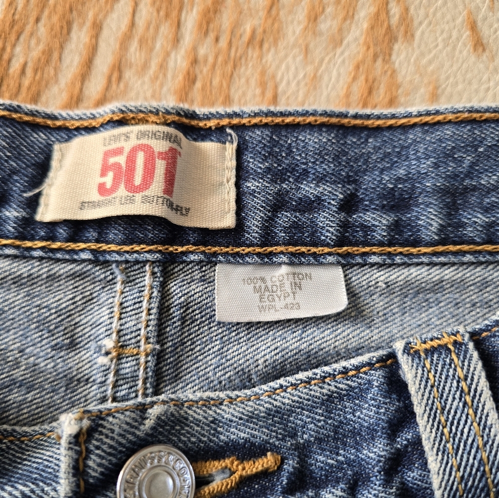 Levi's Blue Distressed Jean Shorts - Picture 4 of 6